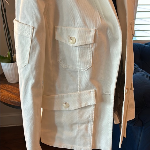 Anthropologie White Utility Jacket Tailored Fit - Picture 9 of 10